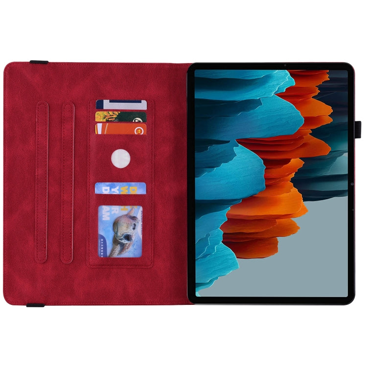 For Samsung Galaxy Tab S9+ Butterfly Flower Embossed Leather Tablet Case(Red) - Galaxy Tab S9+ Cases by buy2fix | Online Shopping UK | buy2fix