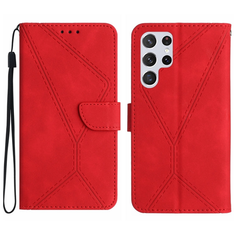 For Samsung Galaxy S24 Ultra 5G Stitching Embossed Leather Phone Case(Red) - Galaxy S24 Ultra 5G Cases by buy2fix | Online Shopping UK | buy2fix