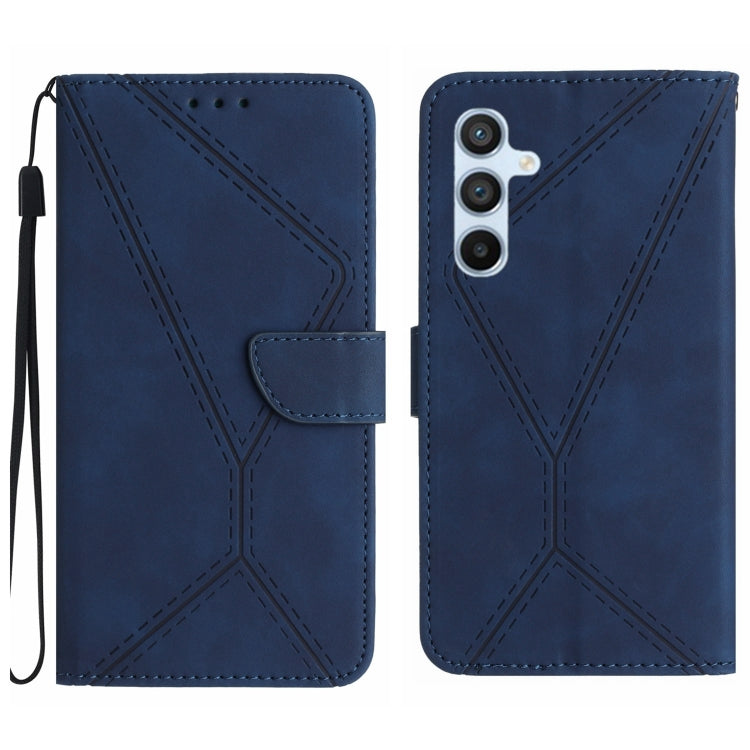 For Samsung Galaxy S24 5G Stitching Embossed Leather Phone Case(Blue) - Galaxy S24 5G Cases by buy2fix | Online Shopping UK | buy2fix