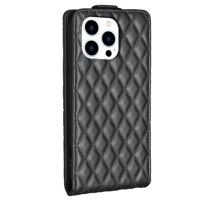 For iPhone 16 Pro Max Diamond Lattice Vertical Flip Leather Phone Case(Black) - iPhone 16 Pro Max Cases by buy2fix | Online Shopping UK | buy2fix