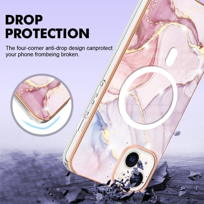 For iPhone 14 Marble Pattern Dual-side IMD Magsafe TPU Phone Case(Rose Gold 005) - iPhone 14 Cases by buy2fix | Online Shopping UK | buy2fix