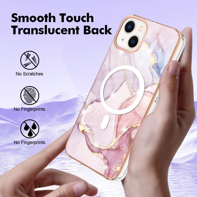 For iPhone 14 Marble Pattern Dual-side IMD Magsafe TPU Phone Case(Rose Gold 005) - iPhone 14 Cases by buy2fix | Online Shopping UK | buy2fix