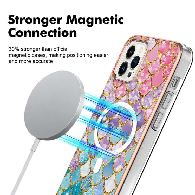 For iPhone 15 Pro Max Marble Pattern Dual-side IMD Magsafe TPU Phone Case(Colorful Scales) - iPhone 15 Pro Max Cases by buy2fix | Online Shopping UK | buy2fix