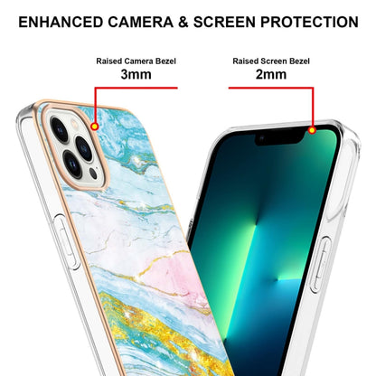 For iPhone 16 Pro Max Electroplating Marble Pattern Dual-side IMD TPU Shockproof Phone Case (Green 004) - iPhone 16 Pro Max Cases by buy2fix | Online Shopping UK | buy2fix