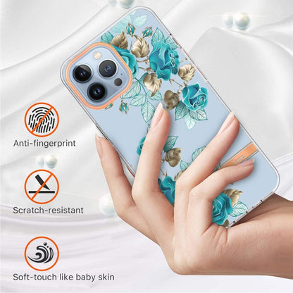 For iPhone 16 Pro Max Flowers and Plants Series IMD TPU Phone Case(Blue Rose) - iPhone 16 Pro Max Cases by buy2fix | Online Shopping UK | buy2fix