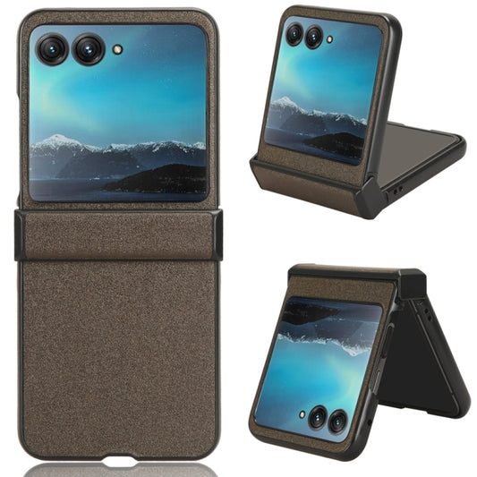 For Motorola Moto Razr 40 Ultra Sandskin Texture Phone Case(Brown) - Motorola Cases by buy2fix | Online Shopping UK | buy2fix