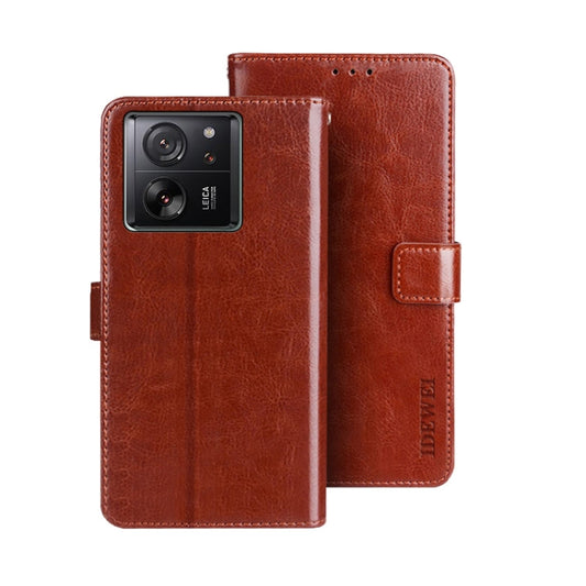 For Xiaomi 13T / 13T Pro idewei Crazy Horse Texture Leather Phone Case(Brown) - Xiaomi Cases by idewei | Online Shopping UK | buy2fix