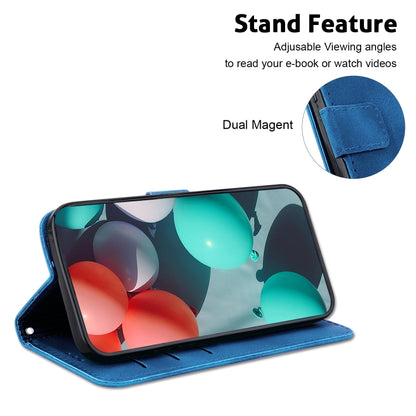 For iPhone SE 2024 Seven-shaped Embossed Leather Phone Case(Blue) - More iPhone Cases by buy2fix | Online Shopping UK | buy2fix