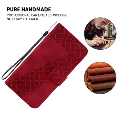 For iPhone 16 Pro Seven-shaped Embossed Leather Phone Case(Red) - iPhone 16 Pro Cases by buy2fix | Online Shopping UK | buy2fix