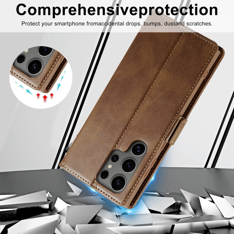 For Samsung Galaxy S24 Ultra LC.IMEEKE RFID Anti-theft Leather Phone Case(Brown) - Galaxy S24 Ultra 5G Cases by LC.IMEEKE | Online Shopping UK | buy2fix