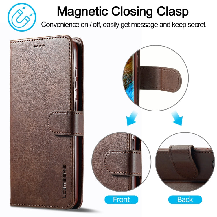 For Samsung Galaxy S24+ 5G LC.IMEEKE Calf Texture Leather Phone Case(Coffee) - Galaxy S24+ 5G Cases by LC.IMEEKE | Online Shopping UK | buy2fix