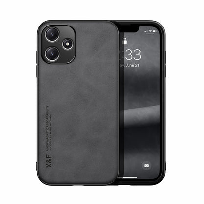 For Xiaomi Redmi 12 5G Skin Feel Magnetic Leather Back Phone Case(Dark Grey) - Xiaomi Cases by buy2fix | Online Shopping UK | buy2fix