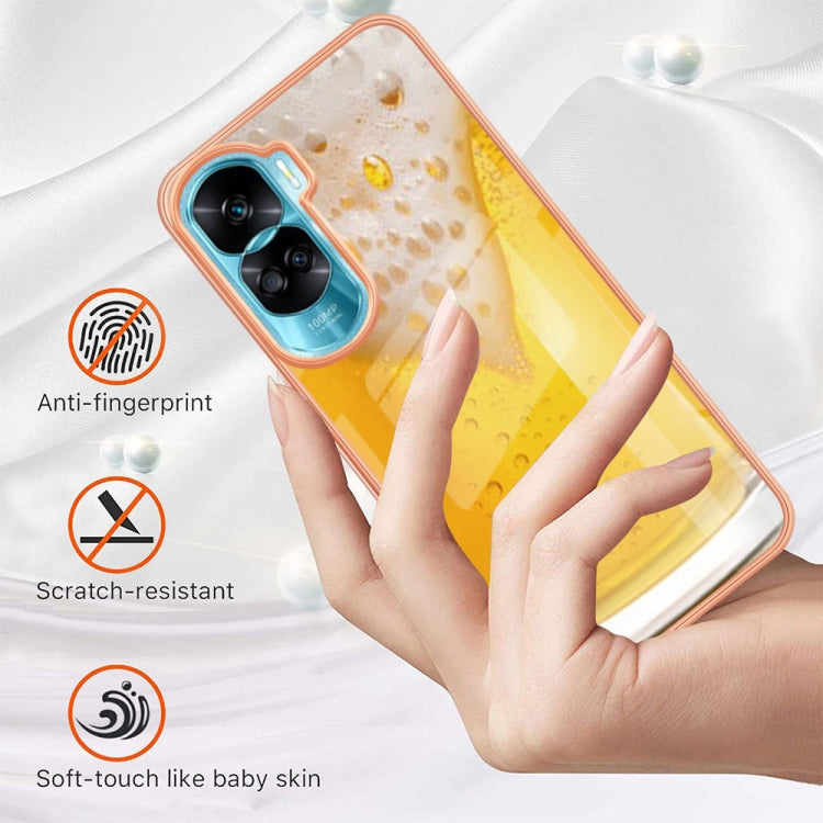 For Honor 90 Lite 5G Electroplating Marble Dual-side IMD Phone Case(Draft Beer) - Honor Cases by buy2fix | Online Shopping UK | buy2fix