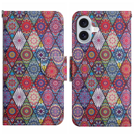 For iPhone 16 3D Colored Drawing Flip Leather Phone Case(Kaleidoscope) - iPhone 16 Cases by buy2fix | Online Shopping UK | buy2fix