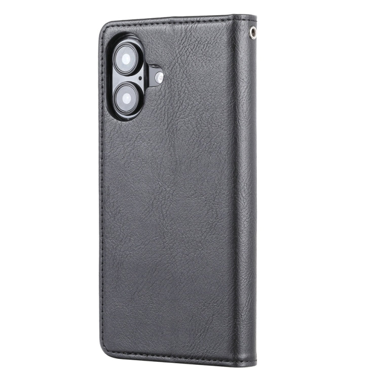 For iPhone 16 Plus Knead Skin Texture Flip Leather Phone Case(Black) - iPhone 16 Plus Cases by buy2fix | Online Shopping UK | buy2fix