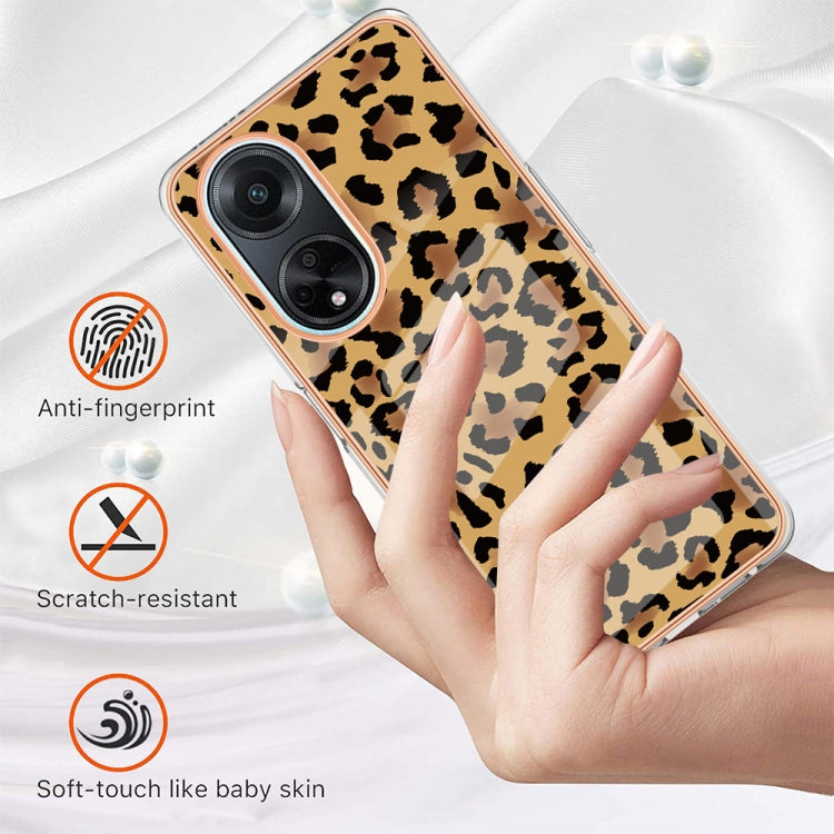 For OPPO A98 Electroplating Marble Dual-side IMD Phone Case(Leopard Print) - OPPO Cases by buy2fix | Online Shopping UK | buy2fix