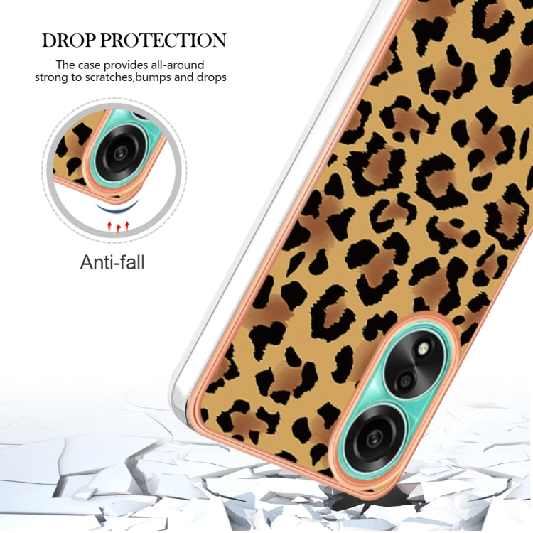 For OPPO A78 4G Electroplating Marble Dual-side IMD Phone Case(Leopard Print) - OPPO Cases by buy2fix | Online Shopping UK | buy2fix