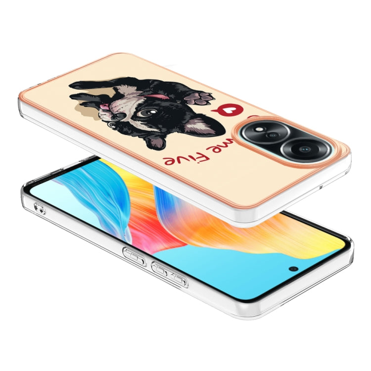 For OPPO A58 4G Electroplating Marble Dual-side IMD Phone Case(Lucky Dog) - OPPO Cases by buy2fix | Online Shopping UK | buy2fix