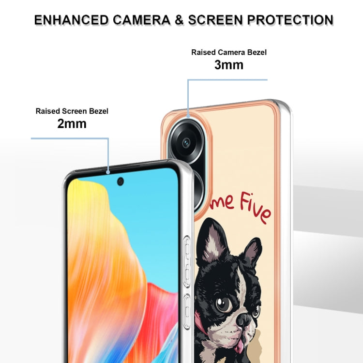 For OPPO A58 4G Electroplating Marble Dual-side IMD Phone Case(Lucky Dog) - OPPO Cases by buy2fix | Online Shopping UK | buy2fix