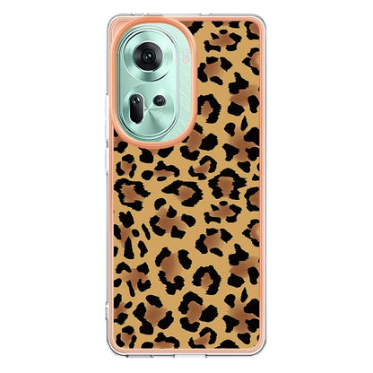 For OPPO Reno11 5G Global Electroplating Marble Dual-side IMD Phone Case(Leopard Print) - Reno11 Cases by buy2fix | Online Shopping UK | buy2fix