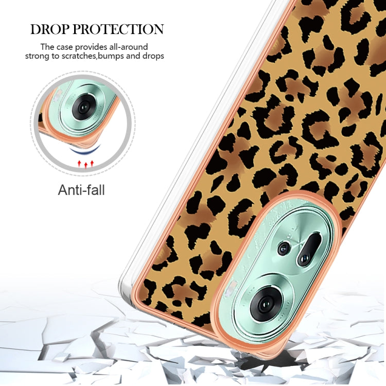 For OPPO Reno11 5G Global Electroplating Marble Dual-side IMD Phone Case(Leopard Print) - Reno11 Cases by buy2fix | Online Shopping UK | buy2fix