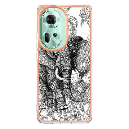 For OPPO Reno11 5G Global Electroplating Marble Dual-side IMD Phone Case(Totem Elephant) - Reno11 Cases by buy2fix | Online Shopping UK | buy2fix