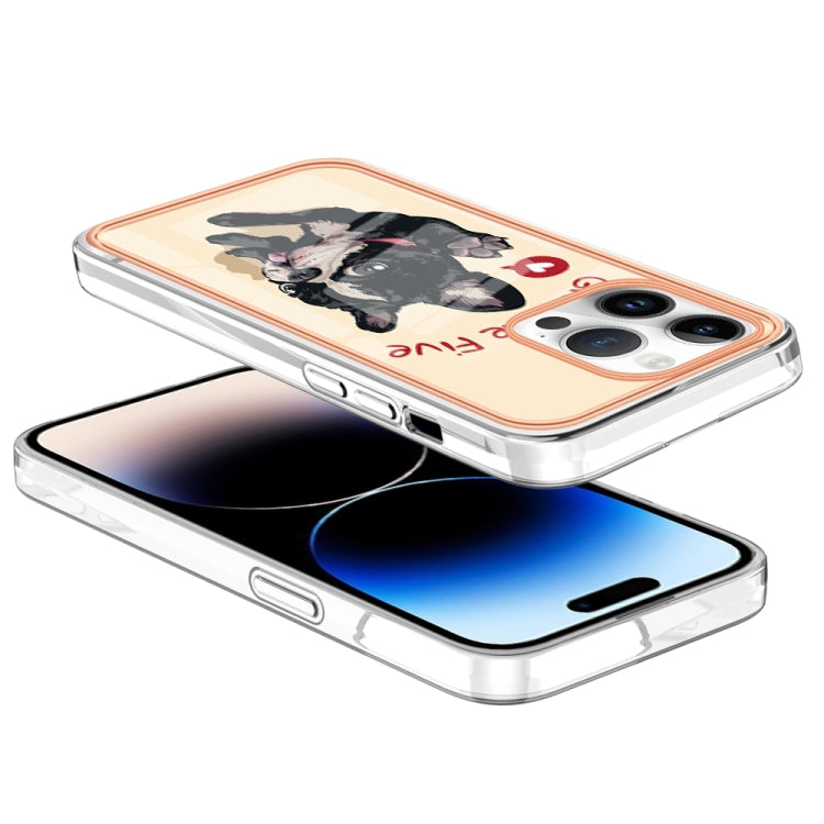 For iPhone 16 Pro Electroplating Marble Dual-side IMD Phone Case(Lucky Dog) - iPhone 16 Pro Cases by buy2fix | Online Shopping UK | buy2fix