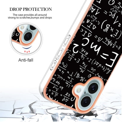 For iPhone 16 Electroplating Marble Dual-side IMD Phone Case(Equation) - iPhone 16 Cases by buy2fix | Online Shopping UK | buy2fix