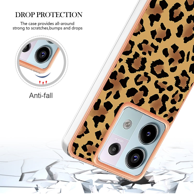 For Xiaomi Redmi Note 13 Pro 5G Global Electroplating Marble Dual-side IMD Phone Case(Leopard Print) - Note 13 Pro Cases by buy2fix | Online Shopping UK | buy2fix
