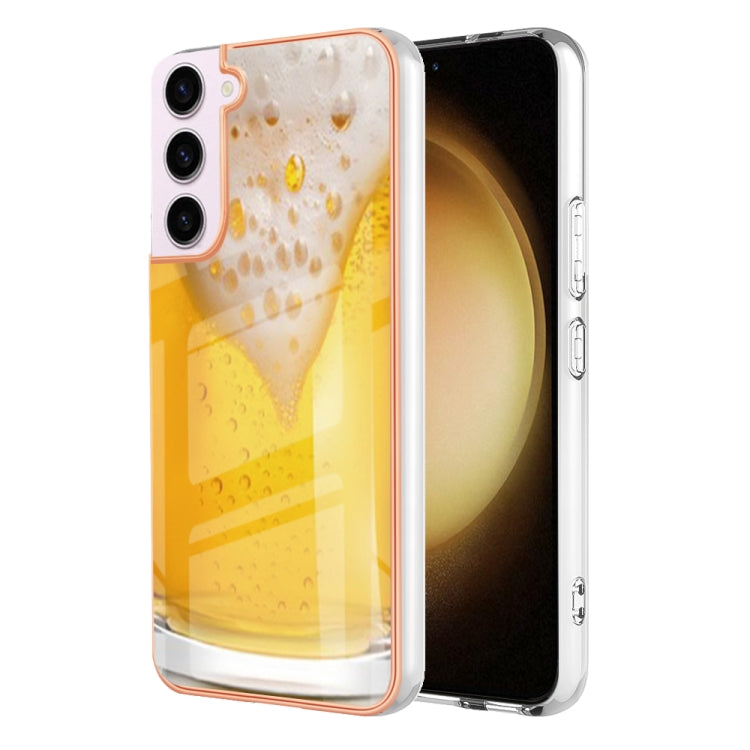 For Samsung Galaxy S22 5G Electroplating Marble Dual-side IMD Phone Case(Draft Beer) - Galaxy S22 5G Cases by buy2fix | Online Shopping UK | buy2fix