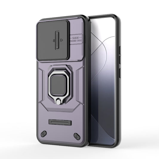 For Xiaomi 14 Pro 5G Sliding Camshield TPU + PC Shockproof Phone Case with Holder(Purple) - 14 Pro Cases by buy2fix | Online Shopping UK | buy2fix