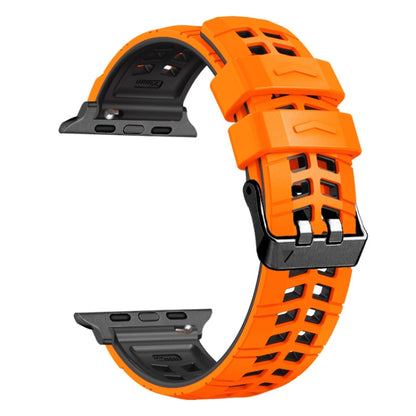 For Apple Watch Series 6 40mm Twill Dual-row Buckle Silicone Watch Band(Orange Black) - Watch Bands by buy2fix | Online Shopping UK | buy2fix