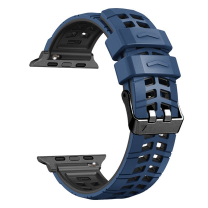 For Apple Watch Series 6 40mm Twill Dual-row Buckle Silicone Watch Band(Midnight Blue Black) - Watch Bands by buy2fix | Online Shopping UK | buy2fix