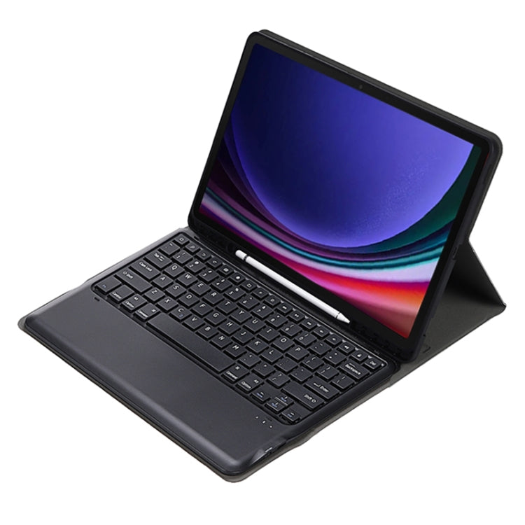 For Samsung Galaxy Tab S9 FE+ A810B Pen Slot Detachable Bluetooth Keyboard Leather Tablet Case(Black) - Samsung Keyboard by buy2fix | Online Shopping UK | buy2fix