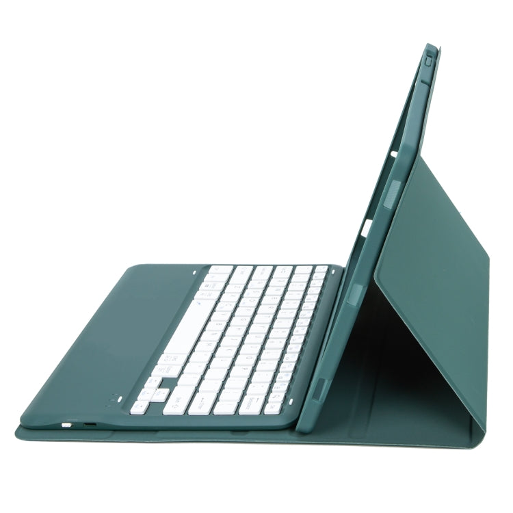 For Samsung Galaxy Tab S9 FE+ A810B Pen Slot Detachable Bluetooth Keyboard Leather Tablet Case(Dark Green) - Samsung Keyboard by buy2fix | Online Shopping UK | buy2fix