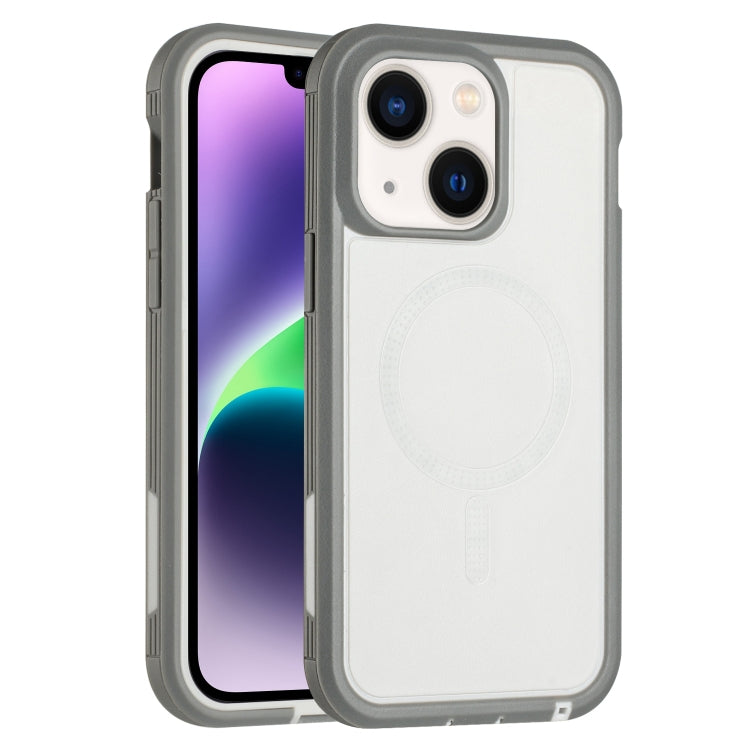 For iPhone 14 Plus Defender Series XT MagSafe Magnetic PC + TPU Shockproof Phone Case(White+Grey) - iPhone 14 Plus Cases by buy2fix | Online Shopping UK | buy2fix