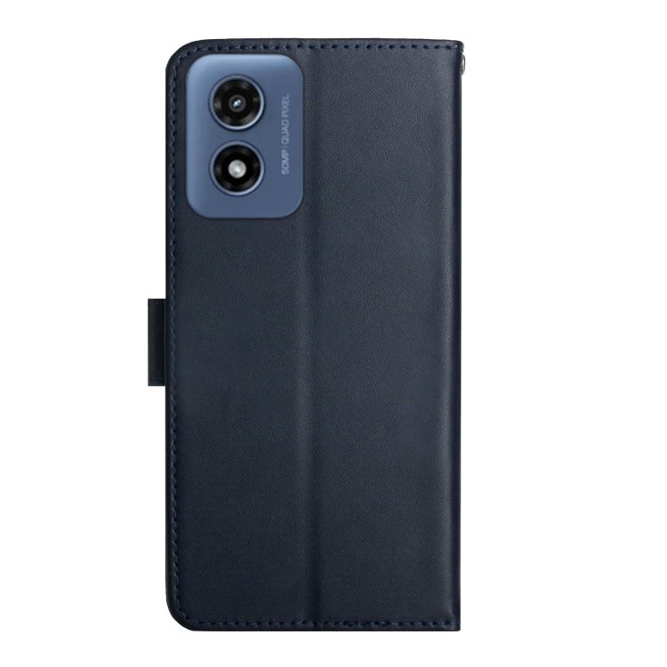 For Motorola Moto G Play 4G 2024 Genuine Leather Fingerprint-proof Horizontal Flip Phone Case(Blue) - Motorola Cases by buy2fix | Online Shopping UK | buy2fix