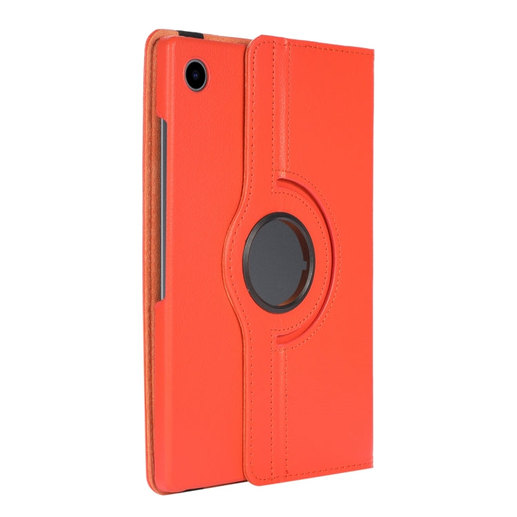 For Samsung Galaxy Tab A9+ 360 Degrees Rotation Holder Litchi Texture Leather Tablet Case(Orange) - Galaxy Tab A9+ by buy2fix | Online Shopping UK | buy2fix