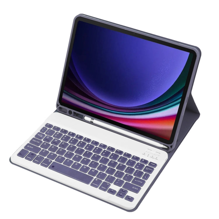 For Samsung Galaxy Tab S9 A710B Candy Color TPU Bluetooth Keyboard Leather Tablet Case with Pen Holder(Purple) - Samsung Keyboard by buy2fix | Online Shopping UK | buy2fix