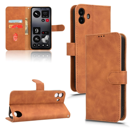 For Nothing CMF Phone 1 Skin Feel Magnetic Flip Leather Phone Case(Brown) - More Brand by buy2fix | Online Shopping UK | buy2fix