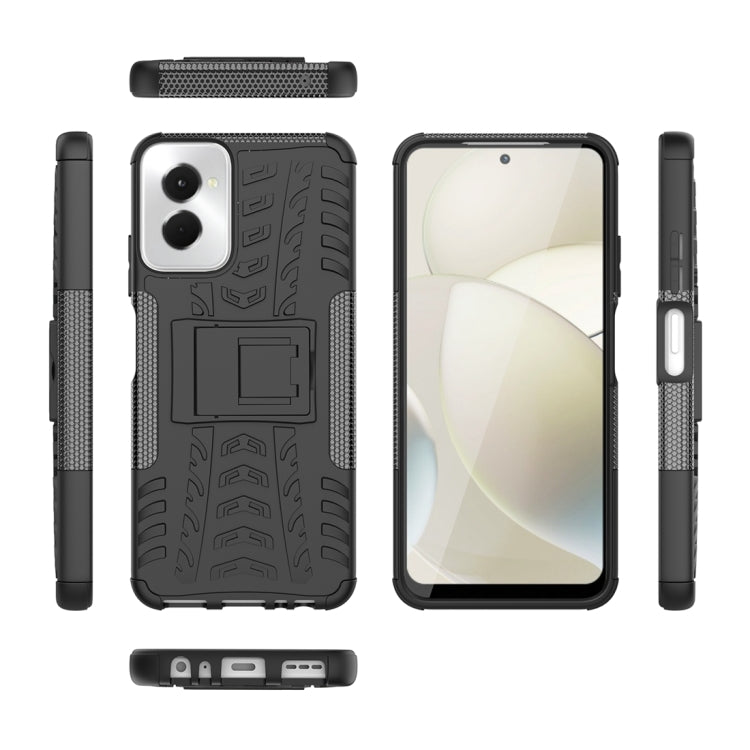 For Motorola Moto G Power 5G 2024 Tire Texture TPU + PC Phone Case with Holder(Black) - Motorola Cases by buy2fix | Online Shopping UK | buy2fix