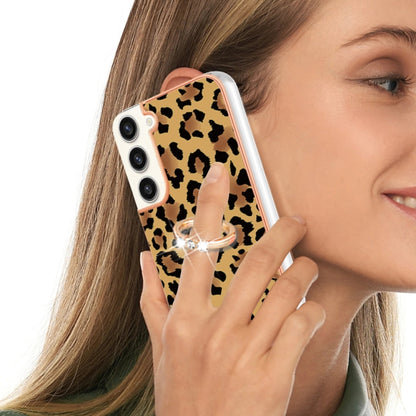 For Samsung Galaxy S22+ 5G Electroplating Dual-side IMD Phone Case with Ring Holder(Leopard Print) - Galaxy S22+ 5G Cases by buy2fix | Online Shopping UK | buy2fix