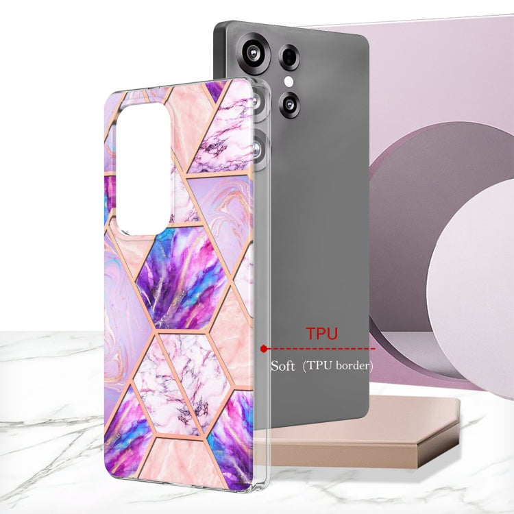 For Samsung Galaxy S25 Ultra 5G Electroplating Splicing Marble TPU Phone Case(Light Purple) - Galaxy S25 Ultra 5G Cases by buy2fix | Online Shopping UK | buy2fix