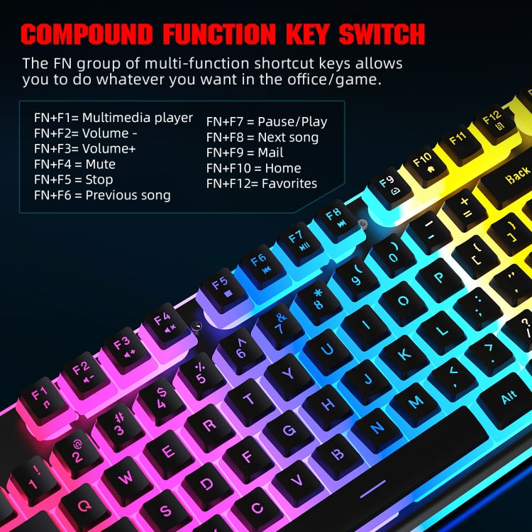 HXSJ L96 2.4G Wireless RGB Backlit Keyboard and Mouse Set 104 Pudding Key Caps + 4800DPI Mouse(White) - Wireless Keyboard by HXSJ | Online Shopping UK | buy2fix