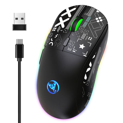 HXSJ T90 RGB Light Three-mode Wireless Gaming Mouse(Black) - Wireless Mice by HXSJ | Online Shopping UK | buy2fix