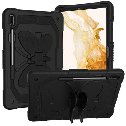 For Samsung Galaxy Tab S9+ Butterfly Kickstand Heavy Duty Hard Rugged Tablet Case(Black) - Galaxy Tab S9+ Cases by buy2fix | Online Shopping UK | buy2fix