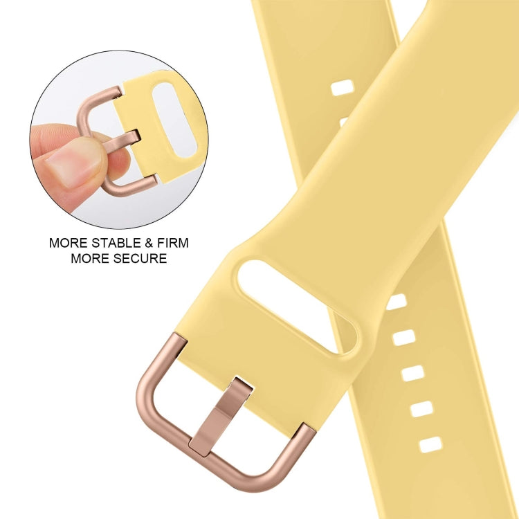 For Apple Watch SE 2022 44mm Pin Buckle Silicone Watch Band(Yellow) - Watch Bands by buy2fix | Online Shopping UK | buy2fix