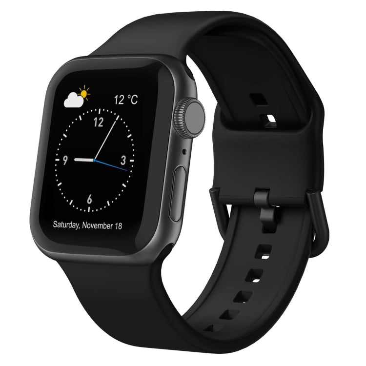 For Apple Watch Series 4 40mm Pin Buckle Silicone Watch Band(Black) - Watch Bands by buy2fix | Online Shopping UK | buy2fix