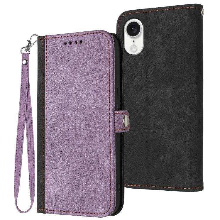 For iPhone SE 2024 Side Buckle Double Fold Hand Strap Leather Phone Case(Purple) - More iPhone Cases by buy2fix | Online Shopping UK | buy2fix