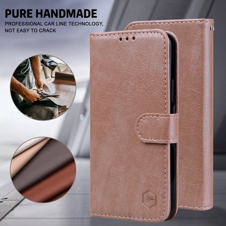 For iPhone 16 Pro Max Skin Feeling Oil Leather Texture PU + TPU Phone Case(Champagne) - iPhone 16 Pro Max Cases by buy2fix | Online Shopping UK | buy2fix